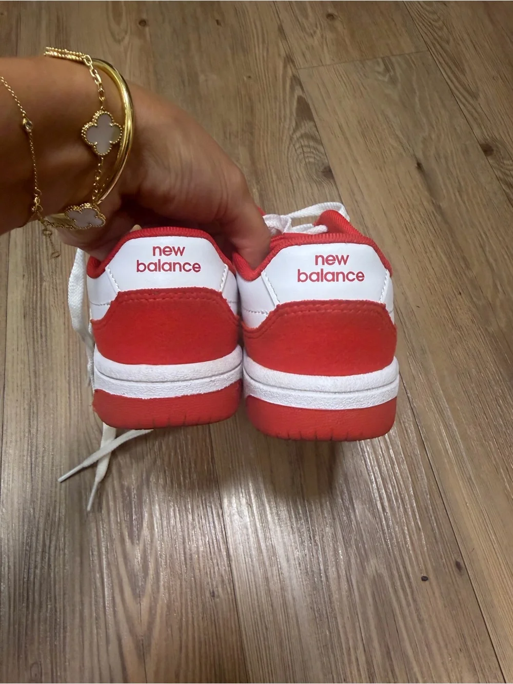 New Balance Kids' White & Red Athletic Sneakers - Size 3